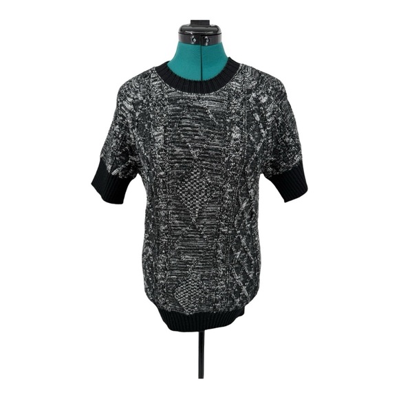 The Oula Company 100% Merino Wool Black & Gray Patterned Sweater NWOT - Picture 2 of 8